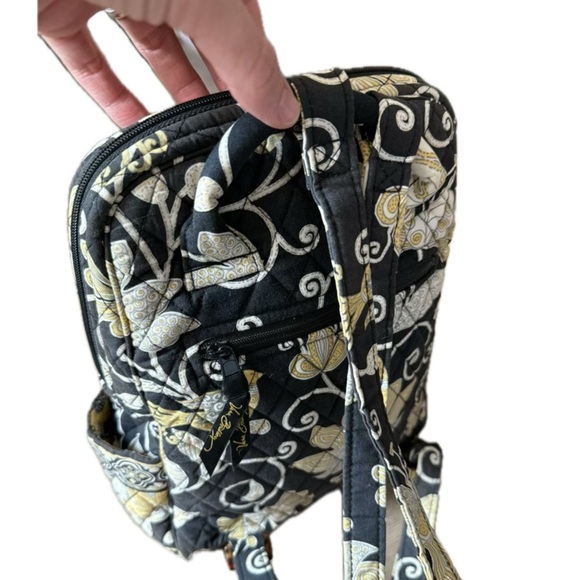 Vera Bradley Black and Gold Backpack with Quilted Design - Picture 5 of 10